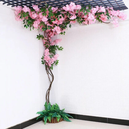 Artificial Cherry Blossom Tree Set Flower Branches and Dead Vine DIY Wedding Party Arch Decoration Home Festival Wall Decoration